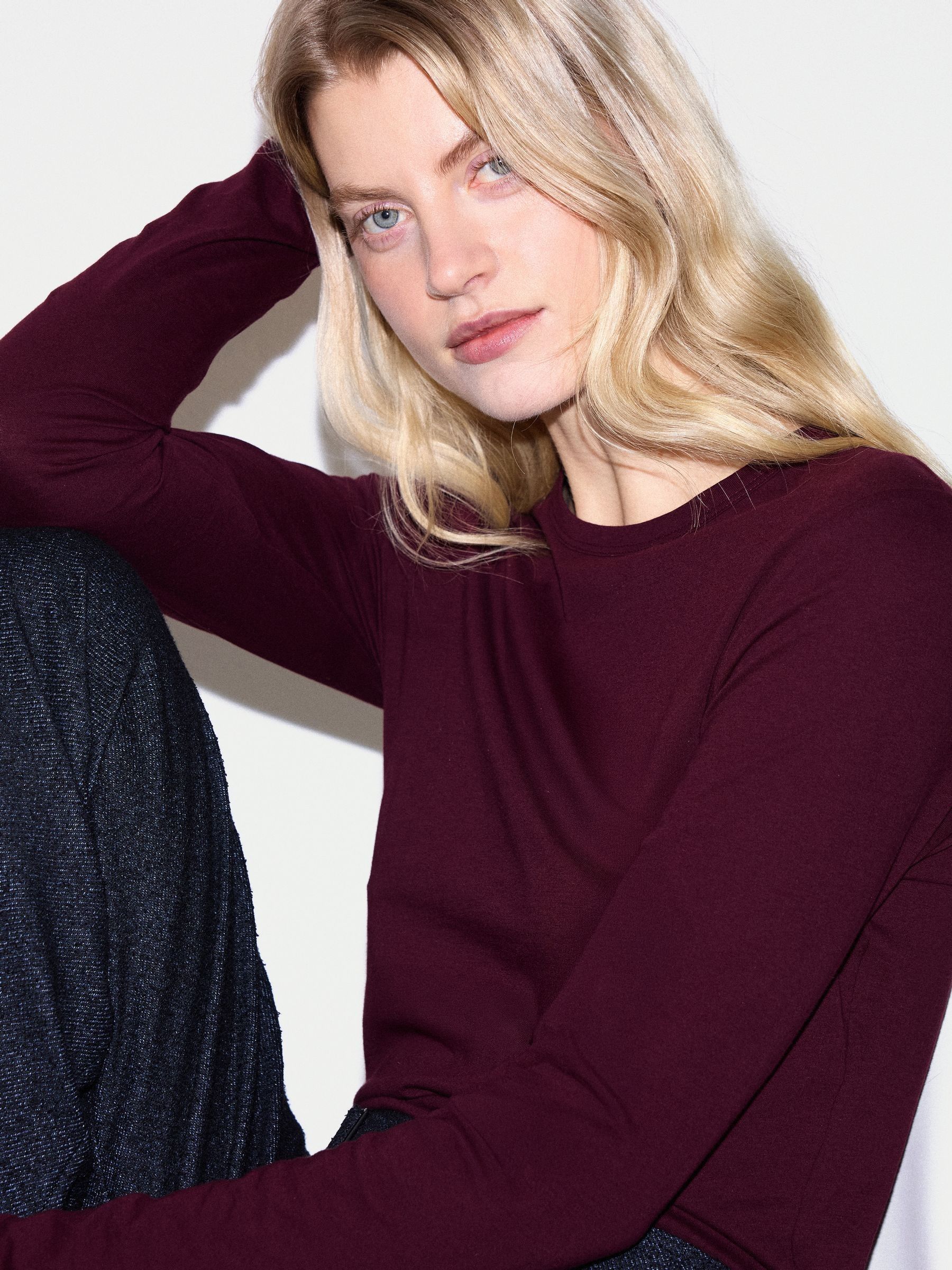 Buy Jigsaw Red Long Sleeve 100% Cotton Top from Next Romania