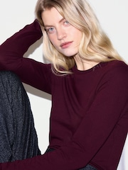 Jigsaw Red Long Sleeve 100% Cotton Top - Image 5 of 6