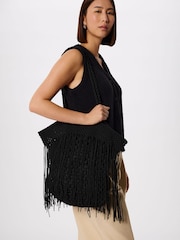 Whistles Black Crochet Fringe Bag - Image 1 of 5