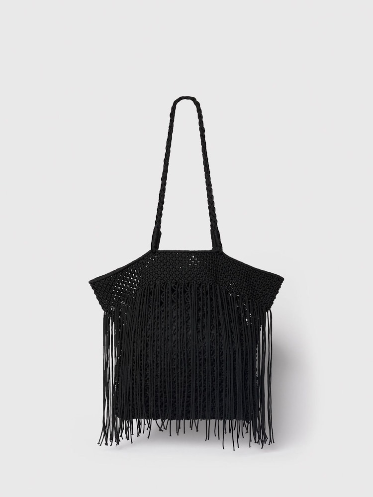 Whistles Black Crochet Fringe Bag - Image 2 of 5 Whistles Black Crochet Fringe Bag - Image 2 of 5