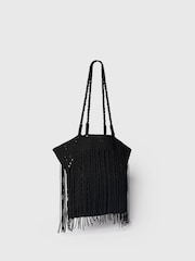 Whistles Black Crochet Fringe Bag - Image 4 of 5