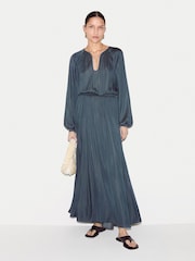 Jigsaw Blue Satin U Neck Dress - Image 1 of 5