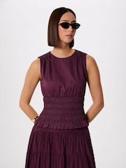 Whistles Purple Cotton Shirred Tank - Image 1 of 5