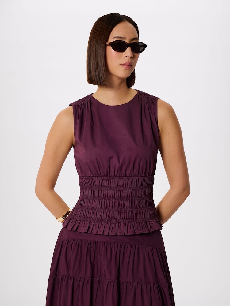 Whistles Purple Cotton Shirred Tank - Image 1 of 5