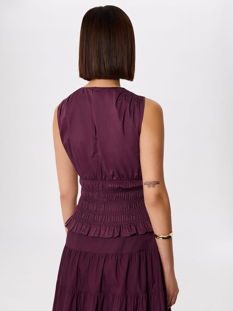 Whistles Purple Cotton Shirred Tank - Image 2 of 5
