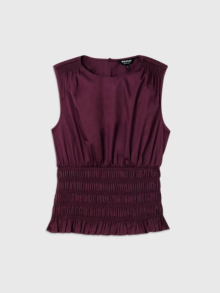 Whistles Purple Cotton Shirred Tank - Image 5 of 5