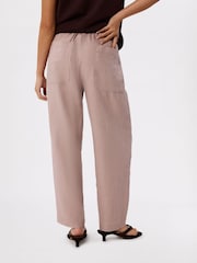 Whistles Pink Petite Linen Barrel Leg Trousers - Image 2 of 5