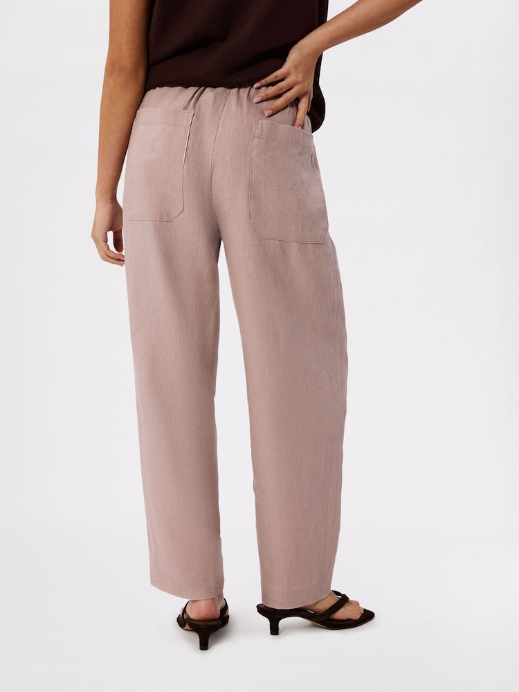Whistles Pink Petite Linen Barrel Leg Trousers - Image 2 of 5