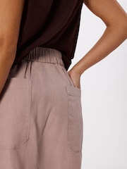 Whistles Pink Petite Linen Barrel Leg Trousers - Image 4 of 5