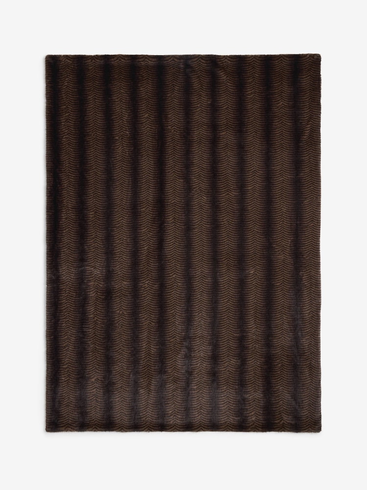 Rockett St George Chocolate Ziger Faux Fur Throw - Image 1 of 3 Rockett St George Chocolate Ziger Faux Fur Throw - Image 1 of 3