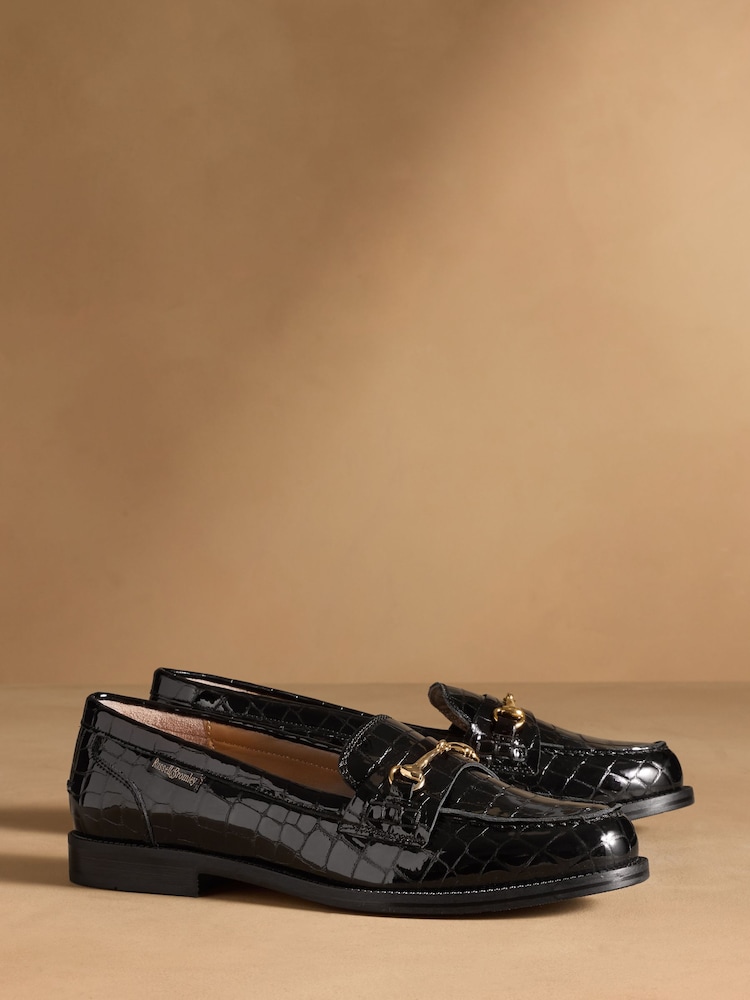 Russell & Bromley Black Patent Brewster Snaffle Loafers - Image 1 of 7