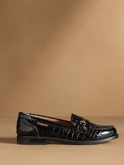 Russell & Bromley Black Patent Brewster Snaffle Loafers - Image 2 of 7