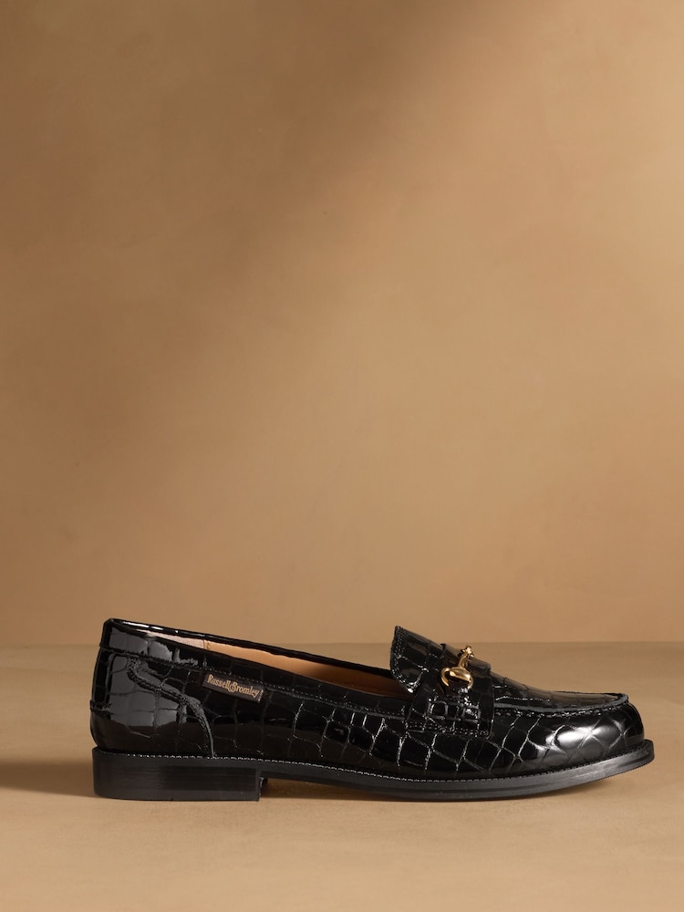 Russell & Bromley Black Patent Brewster Snaffle Loafers - Image 2 of 7