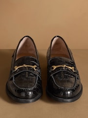 Russell & Bromley Black Patent Brewster Snaffle Loafers - Image 3 of 7