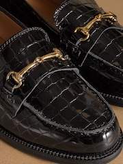 Russell & Bromley Black Patent Brewster Snaffle Loafers - Image 4 of 7