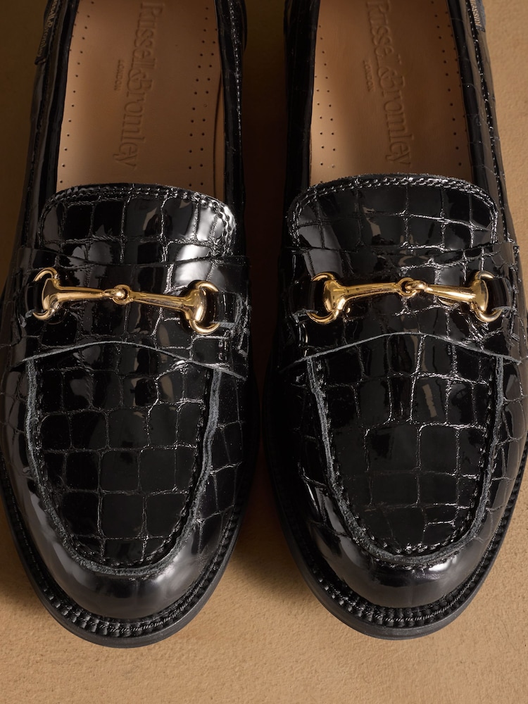 Russell & Bromley Black Patent Brewster Snaffle Loafers - Image 7 of 7