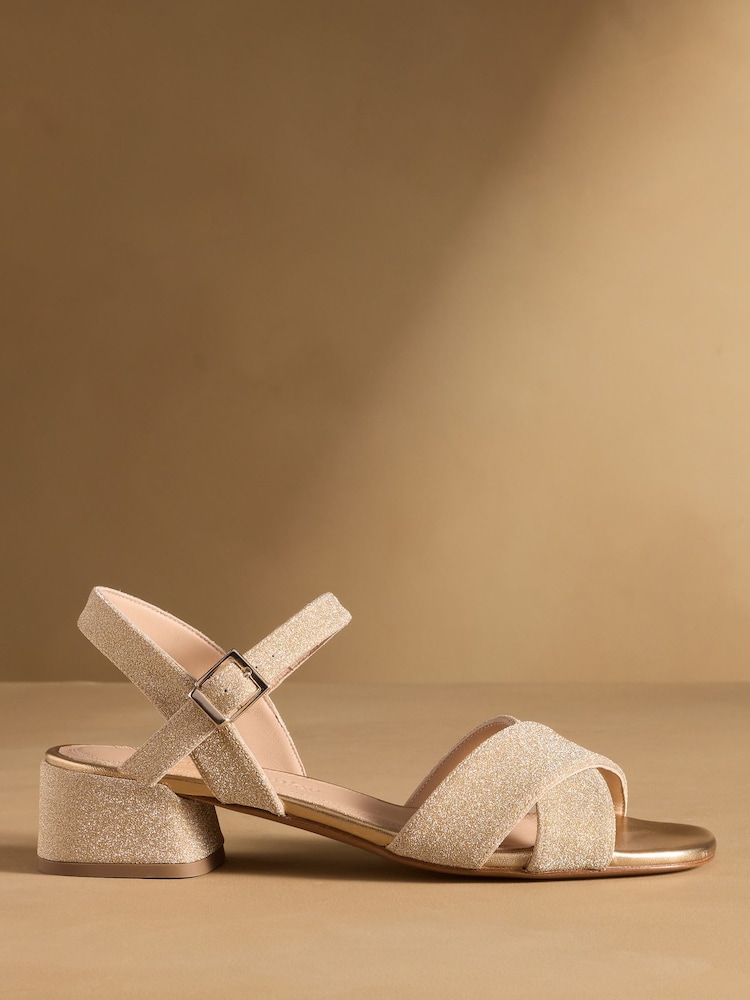 Russell & Bromley Gold Seaville Low Block Sandals - Image 2 of 7 Russell & Bromley Gold Seaville Low Block Sandals - Image 2 of 7