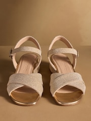 Russell & Bromley Gold Seaville Low Block Sandals - Image 3 of 7