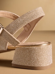 Russell & Bromley Gold Seaville Low Block Sandals - Image 6 of 7