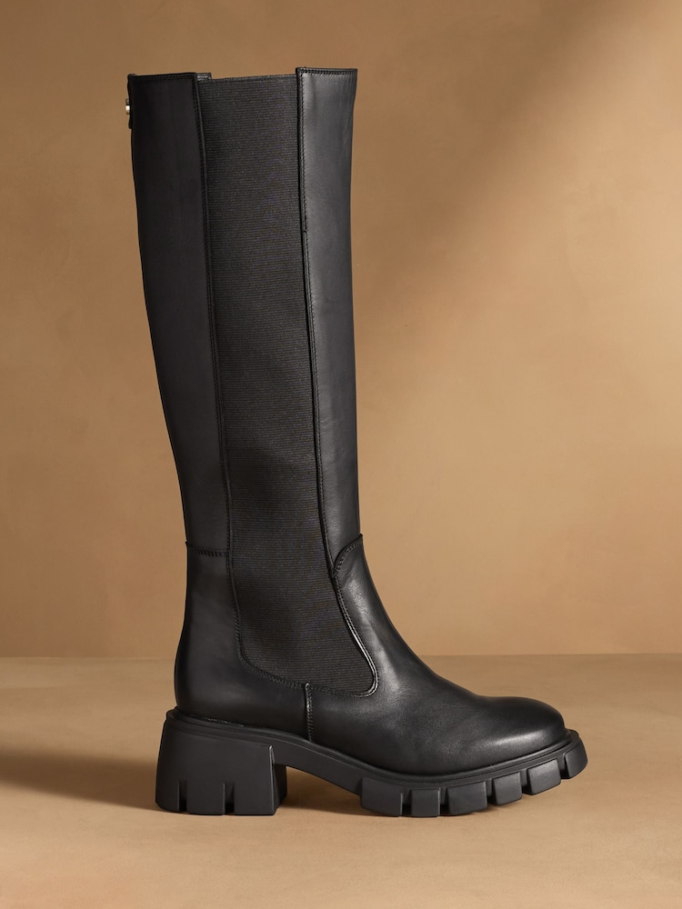 Russell & Bromley Black City Hi Knee High Chelsea Boots - Image 2 of 7