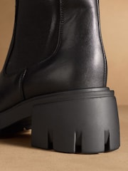 Russell & Bromley Black City Hi Knee High Chelsea Boots - Image 6 of 7