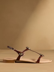 Russell & Bromley Tortoiseshell Brown Lauren Disc Trim Sandals - Image 2 of 7