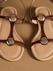 Russell & Bromley Tortoiseshell Brown Lauren Disc Trim Sandals - Image 5 of 7