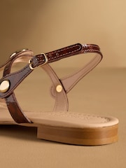 Russell & Bromley Tortoiseshell Brown Lauren Disc Trim Sandals - Image 7 of 7