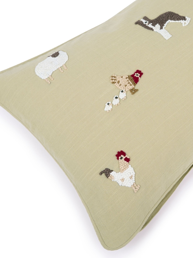 Sophie Allport Green Farm Friends Embroidered Cushion - Image 4 of 4