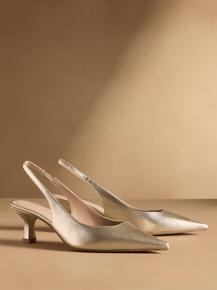 Russell & Bromley Gold Seathwait Slingback Heels - Image 1 of 7