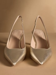 Russell & Bromley Gold Seathwait Slingback Heels - Image 2 of 7