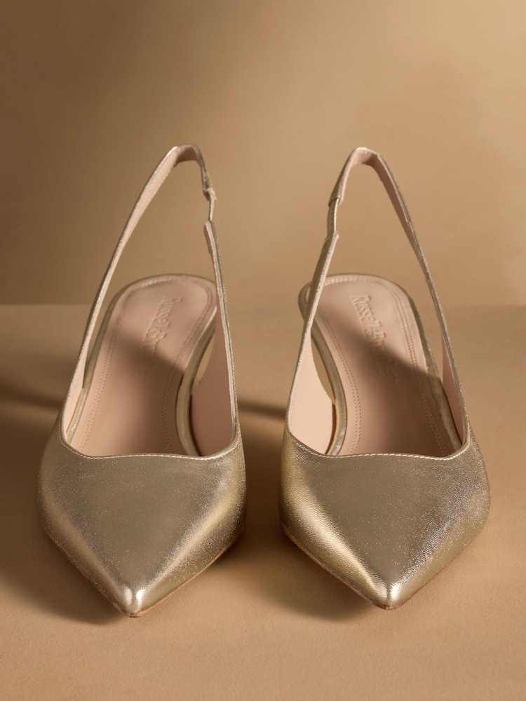 Russell & Bromley Gold Seathwait Slingback Heels - Image 2 of 7