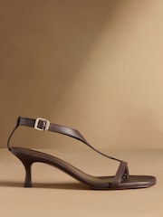 Russell & Bromley Brown Edgebold T-Bar Heeled Sandals - Image 1 of 7