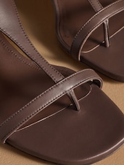 Russell & Bromley Brown Edgebold T-Bar Heeled Sandals - Image 4 of 7