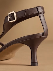 Russell & Bromley Brown Edgebold T-Bar Heeled Sandals - Image 6 of 7