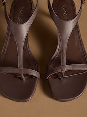 Russell & Bromley Brown Edgebold T-Bar Heeled Sandals - Image 7 of 7