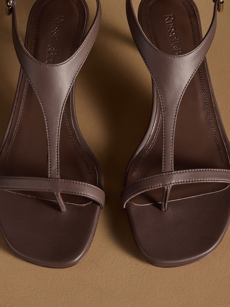 Russell & Bromley Brown Edgebold T-Bar Heeled Sandals - Image 7 of 7 Russell & Bromley Brown Edgebold T-Bar Heeled Sandals - Image 7 of 7