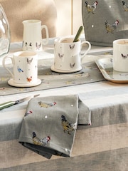 Sophie Allport Set of 4 Grey Chicken Napkins - Image 1 of 2