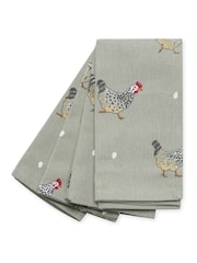 Sophie Allport Set of 4 Grey Chicken Napkins - Image 2 of 2