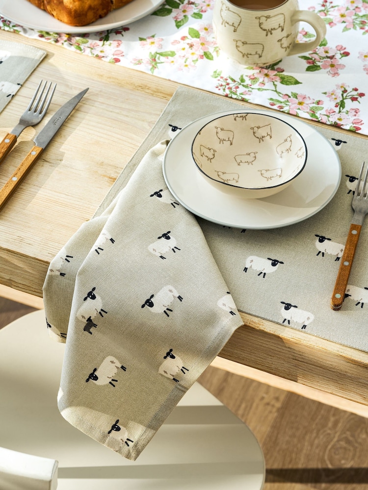 Sophie Allport Set of 4 Grey Sheep Napkins Napkins - Image 1 of 3