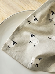 Sophie Allport Set of 4 Grey Sheep Napkins Napkins - Image 2 of 3