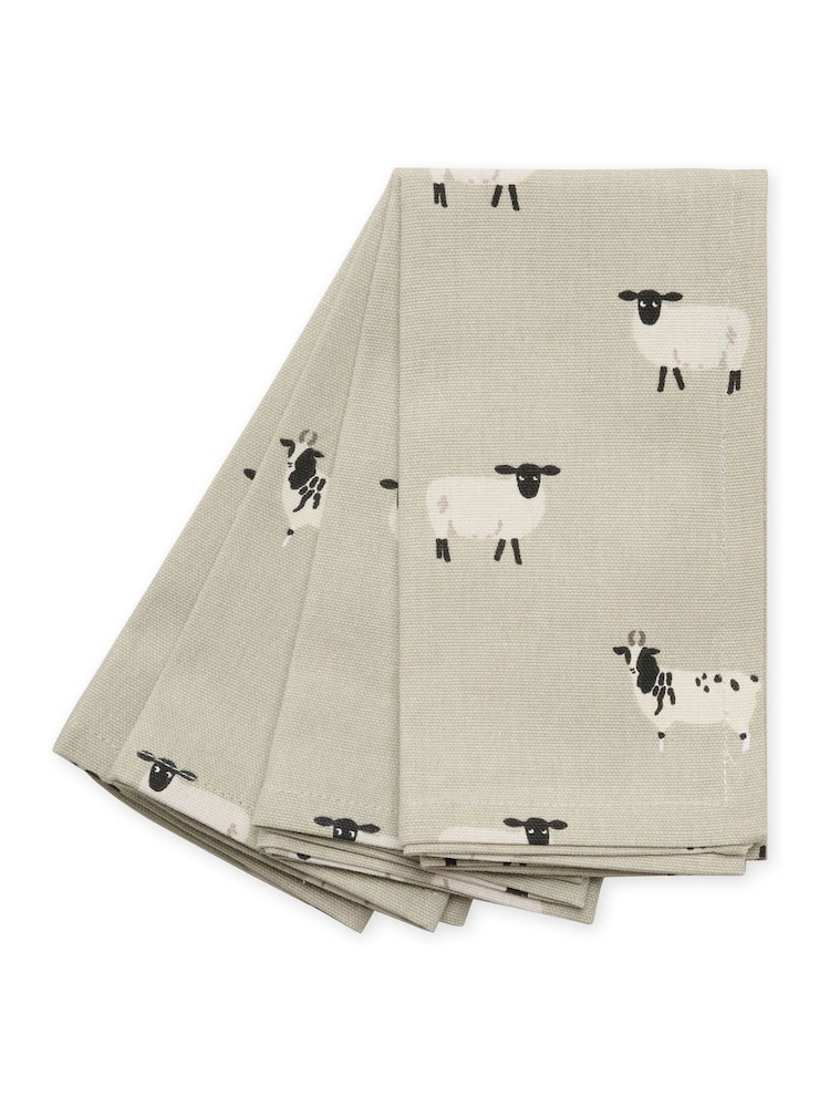 Sophie Allport Set of 4 Grey Sheep Napkins Napkins - Image 3 of 3