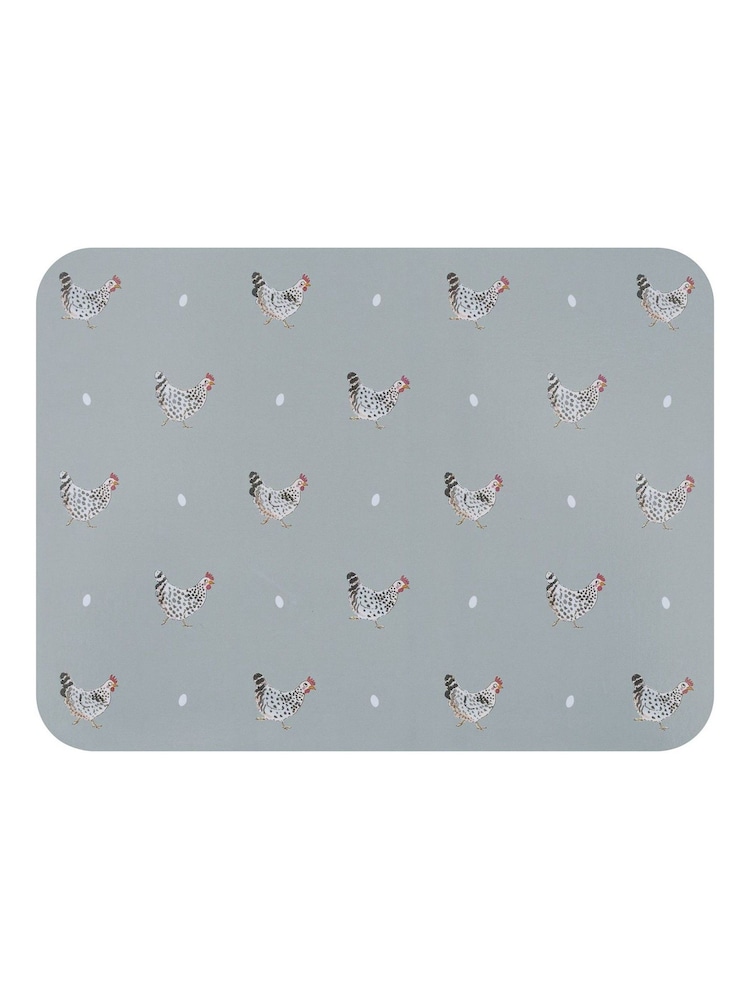 Sophie Allport Set of 4 Grey Chicken Placemats - Image 1 of 1 Sophie Allport Set of 4 Grey Chicken Placemats - Image 1 of 1