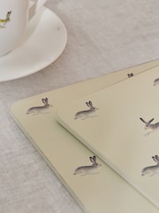 Sophie Allport Set of 4 Neutral Stone Hare Placemats - Image 2 of 3