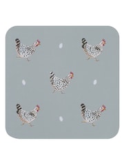 Sophie Allport Set of 4 Grey Chicken Coasters - Image 1 of 1