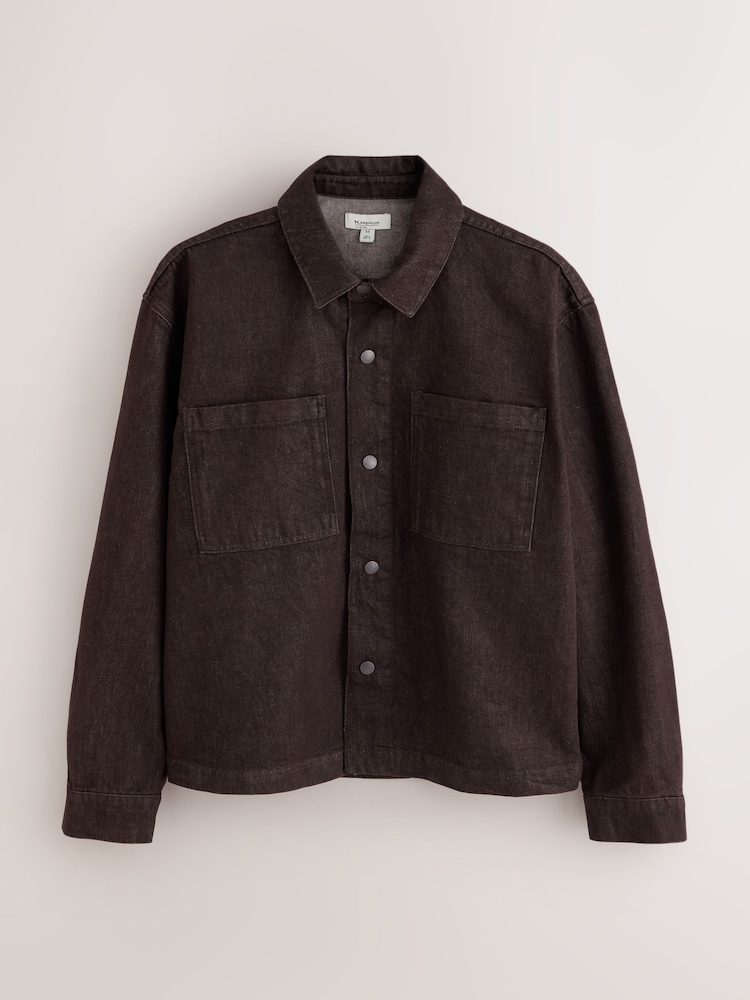 Brown Rinse N. Premium Boxy Denim Overshirt - Image 1 of 4