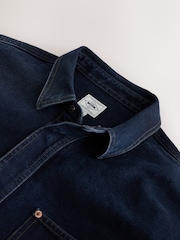 أزرق داكن - Relaxed Drop Shoulder Denim Overshirt - صورة 2 من 3