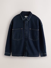 Dark Blue Relaxed Drop Shoulder Denim Overshirt - Image 6 of 8