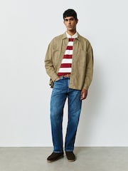 بني فاتح - Relaxed Drop Shoulder Denim Overshirt - صورة 4 من 8