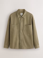 بني فاتح - Relaxed Drop Shoulder Denim Overshirt - صورة 6 من 8